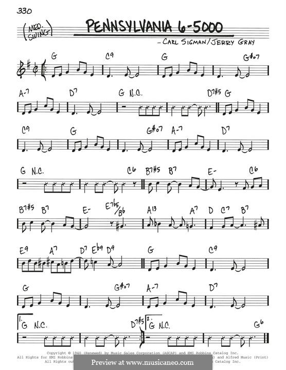 Pennsylvania 6-5000: Melody line by Carl Sigman, Jerry Gray