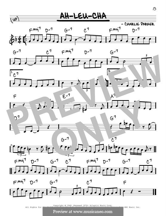 Ah-Leu-Cha: Melody line by Charlie Parker