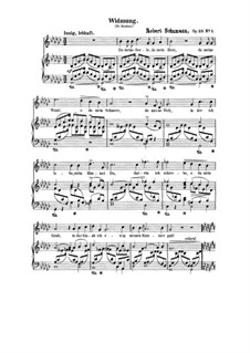 No.1 Widmung (Dedication): Piano-vocal score (German text) by Robert Schumann