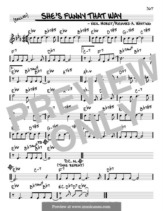 She's Funny That Way: Melody line by Neil Moret