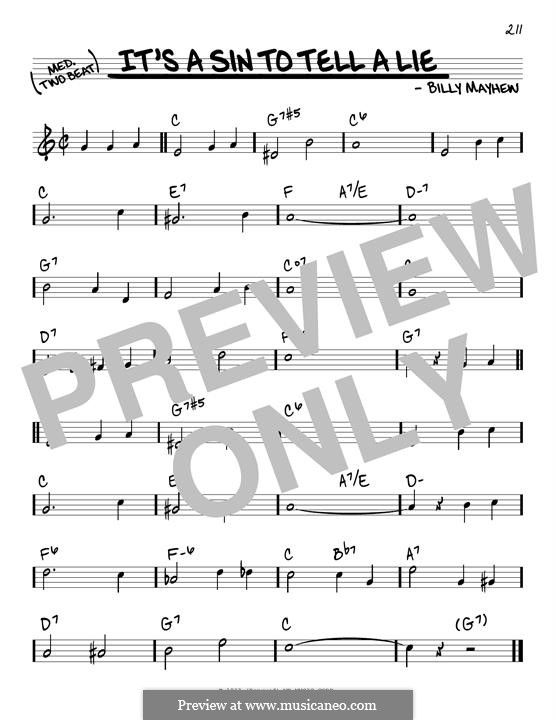 It's a Sin to Tell a Lie: Melody line by Billy Mayhew
