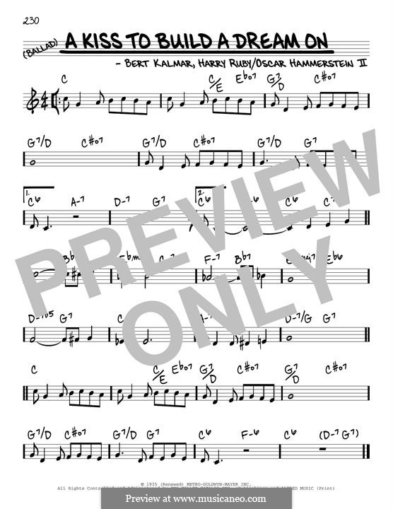 A Kiss to Build a Dream on: Melody line by Bert Kalmar, Harry Ruby