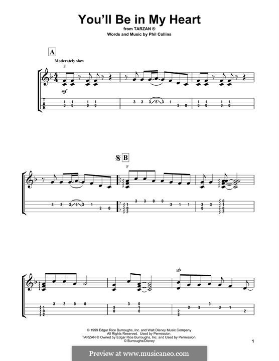 You'll Be in My Heart (from Walt Disney's Tarzan): For ukulele by Phil Collins