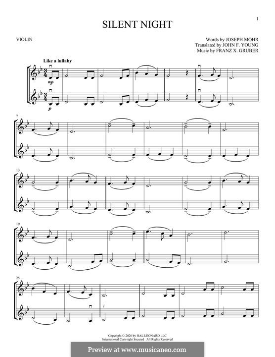 Duo instruments version: For two violins by Franz Xaver Gruber