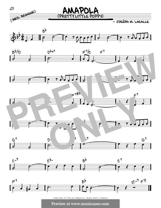 Amapola (Pretty Little Poppy): Melody line by Joseph M. Lacalle