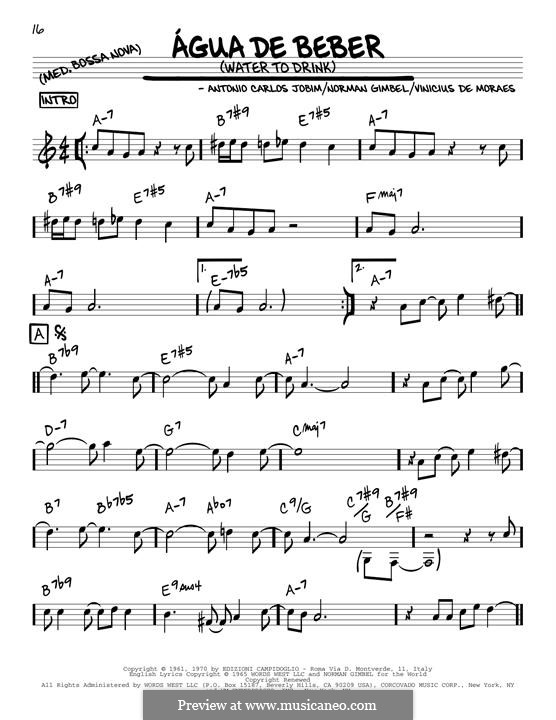 Agua de Beber (Water To Drink): Melody line by Antonio Carlos Jobim