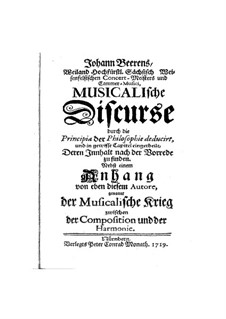 Musikalische Diskurse: Musikalische Diskurse by Johann Beer