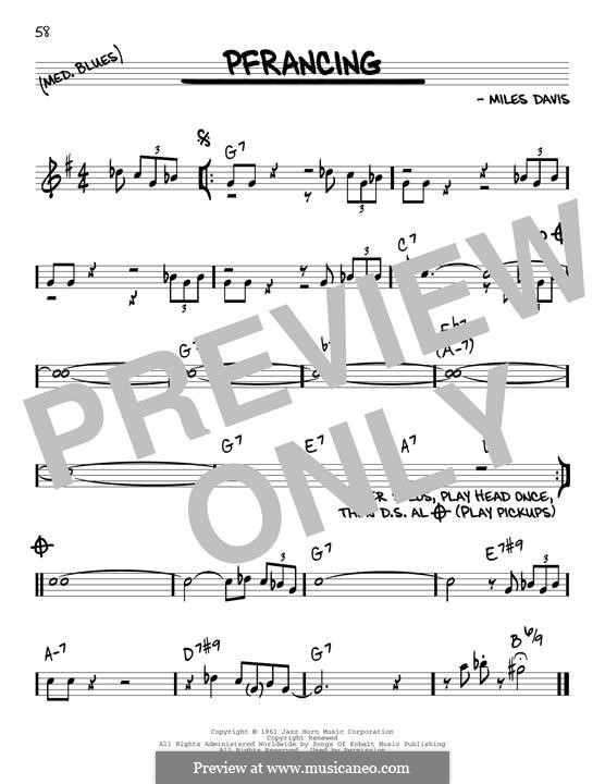 Pfrancing (No Blues): Melody line by Miles Davis