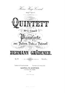 Piano Quintet No.2 in C Minor, Op.19: Full score, parts by Hermann Grädener