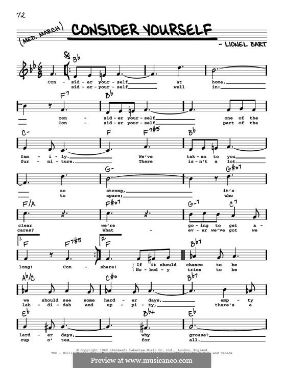 Consider Yourself (from Oliver!): High voice by Lionel Bart