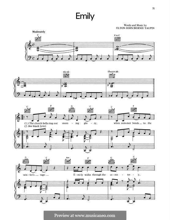 Emily by E. John - sheet music on MusicaNeo