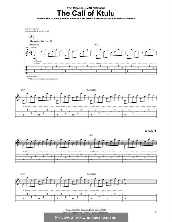 The Call of Ktulu (Metallica): For guitar by Cliff Burton, Dave Mustaine, James Hetfield, Lars Ulrich