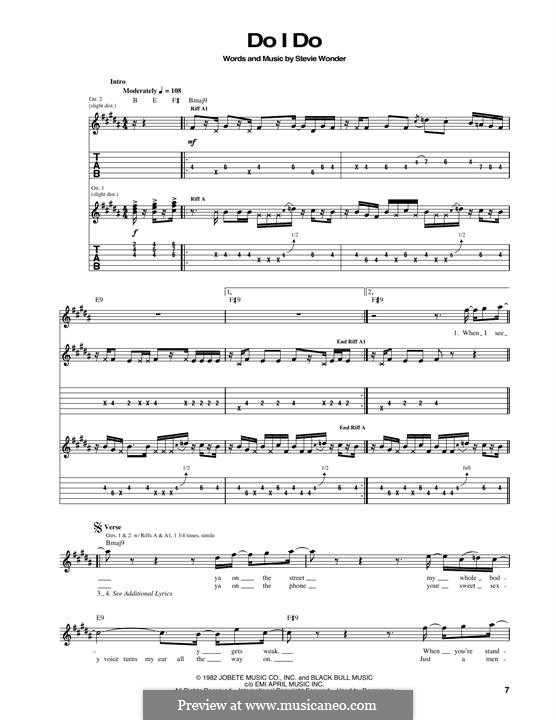 Do I Do: For guitar with tab by Stevie Wonder