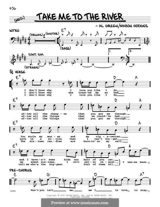 Take Me to the River: Melody line by Al Green, Mabon Hodges
