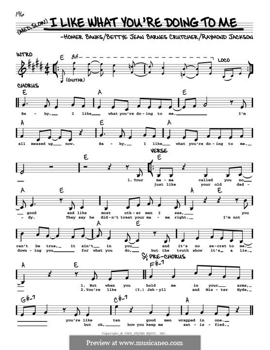 I Like What You're Doing to Me (Carla Thomas): Melody line by Bettye Jean Barnes Crutcher, Homer Banks, Raymond Jackson