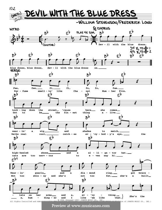 Devil with the Blue Dress (Mitch Ryder): Melody line by Frederick Long, William Stevenson