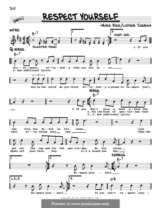 Respect Yourself (The Staple Singers): Melody line by Mark Rice, Luther Ingram