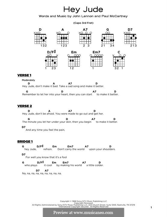 Instrumental version: For guitar by John Lennon, Paul McCartney