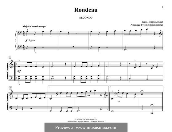 Rondo (Rondeau): For piano four hands by Jean-Joseph Mouret