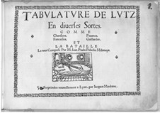 Tablature for Lute: Tablature for Lute by Giovanni Paolo Paladino