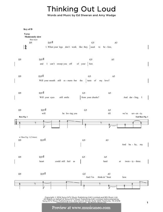 Thinking Out Loud: For bass guitar with tab by Ed Sheeran, Amy Wadge