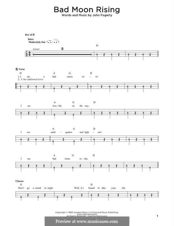 Bad Moon Rising Sheet Music | Creedence Clearwater Revival | Real Book –  Melody, Lyrics & Chords