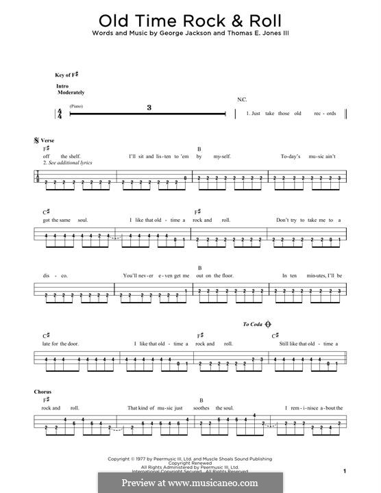 Old Time Rock and Roll: For bass guitar with tab by George E. Jackson, Thomas Jones III