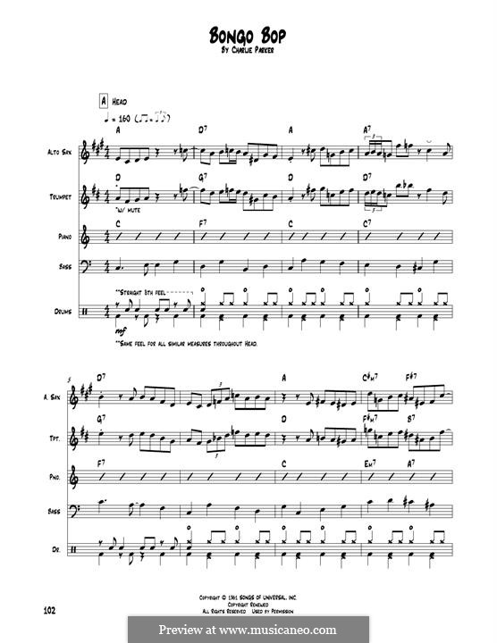 Bongo Bop: Transcribed score by Charlie Parker