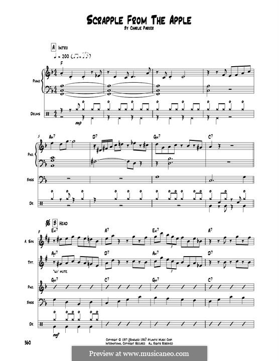 Scrapple from the Apple: Transcribed score by Charlie Parker