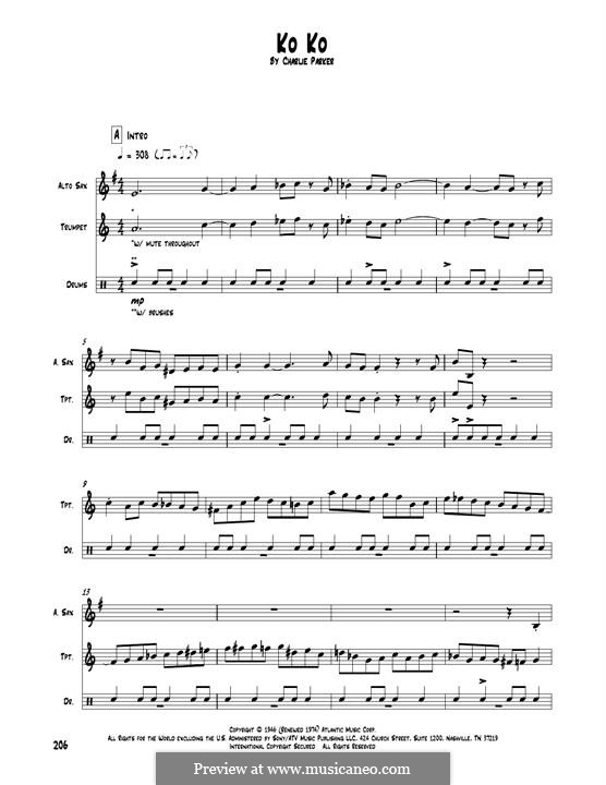 Ko Ko: Transcribed score by Charlie Parker