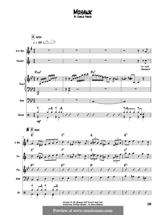 Mohawk: Transcribed score by Charlie Parker