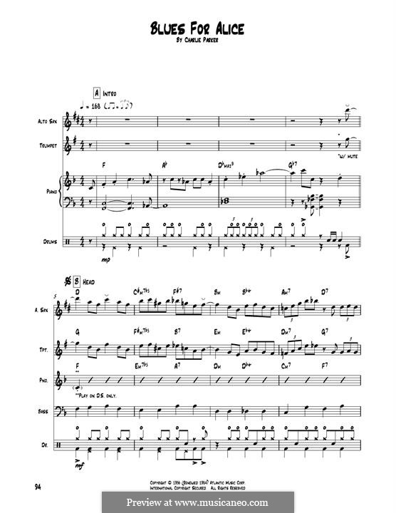 Blues for Alice: Transcribed score by Charlie Parker