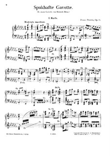 Spukhafte Gavotte für zwei Harfen, Op.75: Harp I part by Franz Poenitz
