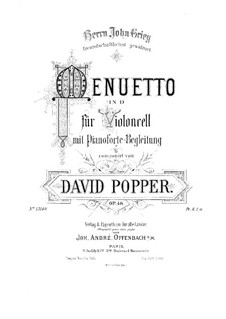 Minuet for Cello and Piano, Op.48: Solo part by David Popper