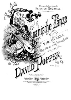 Spanish Dances for Cello and Piano, Op.54: Dance No.5 – score, solo part by David Popper