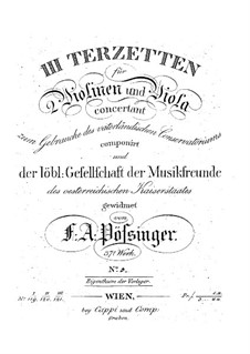 Drei Terzetten für zwei Violinen und Bratsche, Op.37: Trio Nr.3 in A-Dur by Franz Alexander Pössinger