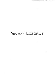Manon Lescaut : Piano score by Giacomo Puccini