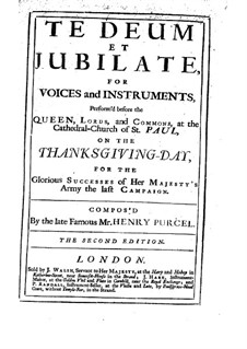 Te Deum and Jubilate Deo, Z.232: Full score by Henry Purcell