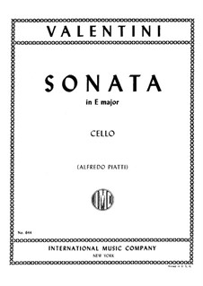 Sonata in E Major: For cello and piano – cello part by Giuseppe Valentini