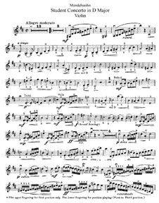 Student Concerto in D Major, Op.213: For violin and piano – violin part by Arnold Mendelssohn