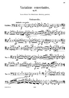 Concert Variations for Cello and Piano in D Major, Op.17: Solo part by Felix Mendelssohn-Bartholdy