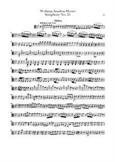 Symphony No.25 in G Minor, K.183: Viola part by Wolfgang Amadeus Mozart