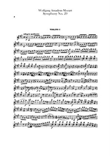 Symphony No.29 in A Major, K.201: Violins parts by Wolfgang Amadeus Mozart