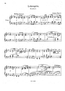 Bridal Chorus, for Piano: For a single performer by Richard Wagner