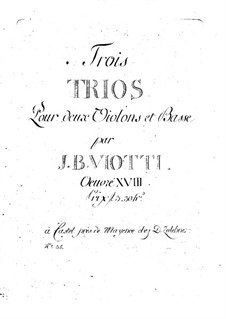 Three String Trios, WIII 16-18 Op.18: Violin II part by Giovanni Battista Viotti