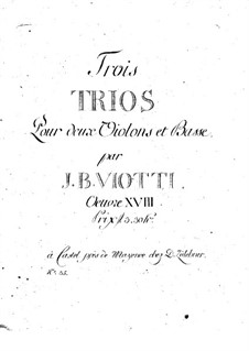 Three String Trios, WIII 16-18 Op.18: Cello part by Giovanni Battista Viotti