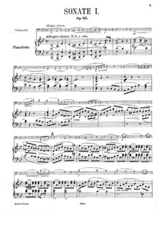 Sonata for Cello and Piano No.1 in B Flat Major, Op.45: Score by Felix Mendelssohn-Bartholdy