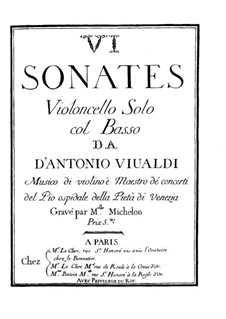 Six Sonatas for Cello and Basso Continuo: Complete set by Antonio Vivaldi