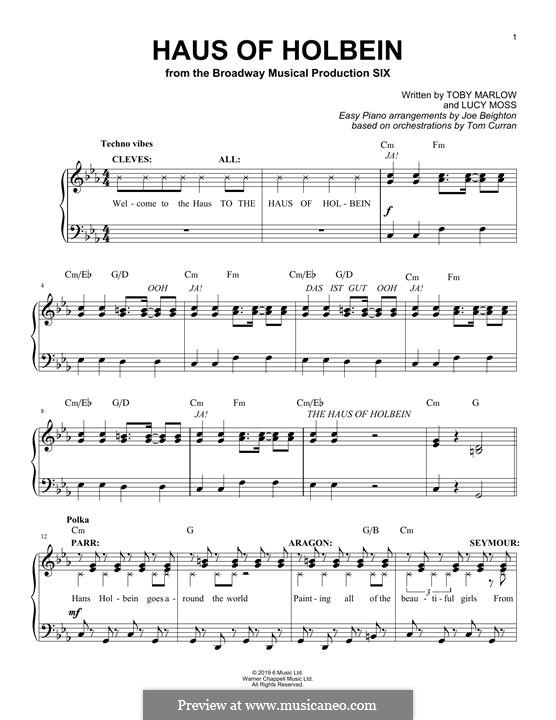 Haus Of Holbein (from Six The Musical) by L. Moss, T. Marlow on MusicaNeo