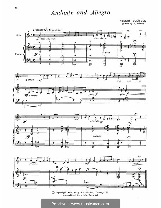 Andante And Allegro: For baritone horn and piano by Robert Clérisse